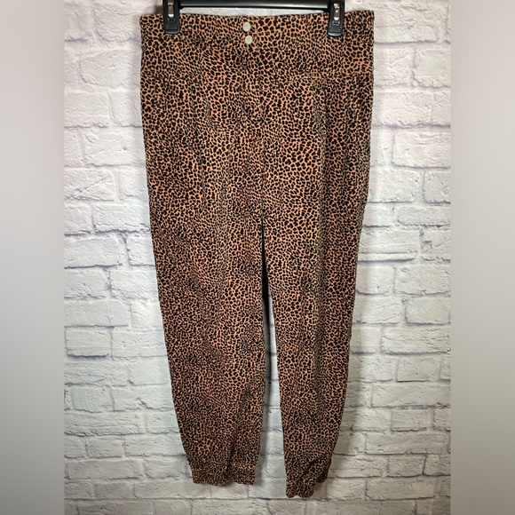 Anthropologie Brown Leopard Print Joggers - Picture 2 of 9